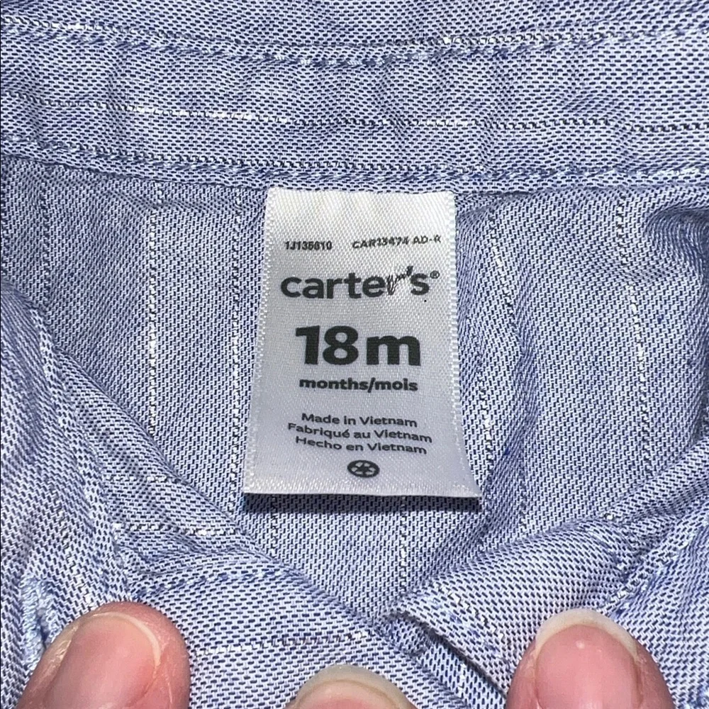 Carter's Light Blue Sparkle Cotton Blend  Dress 18m